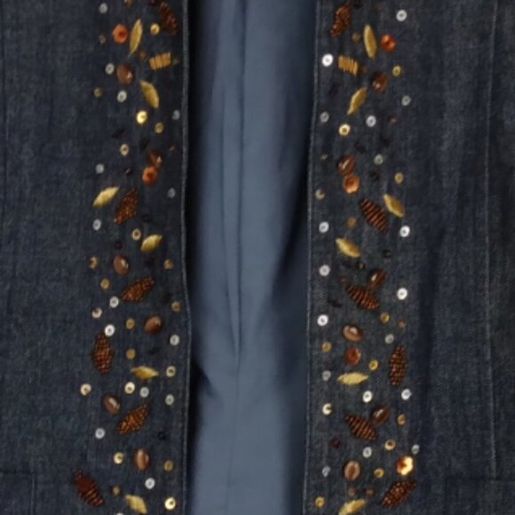 Coldwater Creek | Embellished Denim Embroidered Beaded Jacket | Size PM - Picture 2 of 8